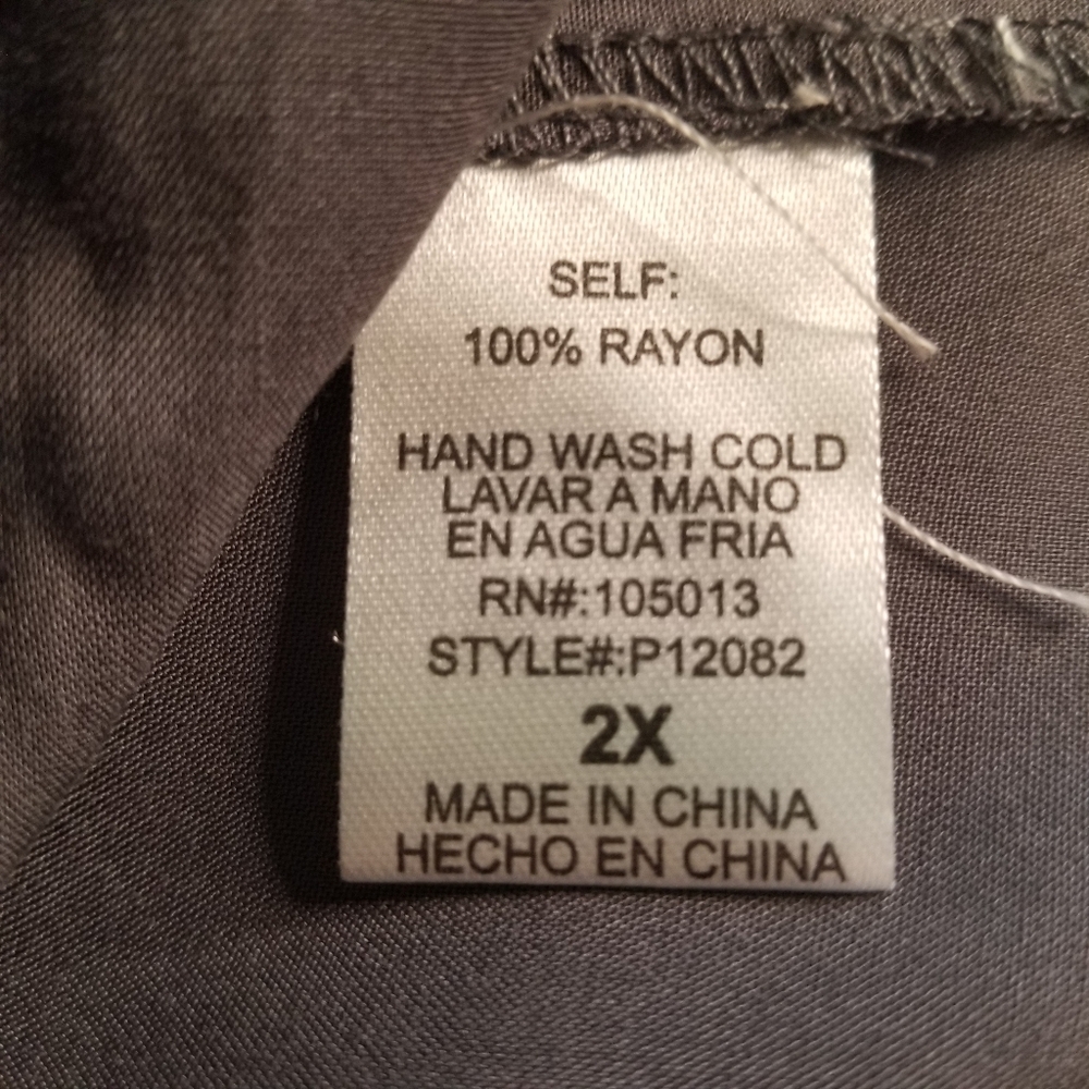 Andrée By Unit Embroidered Rayon Tunic Gray 2X Boho - Picture 8 of 9